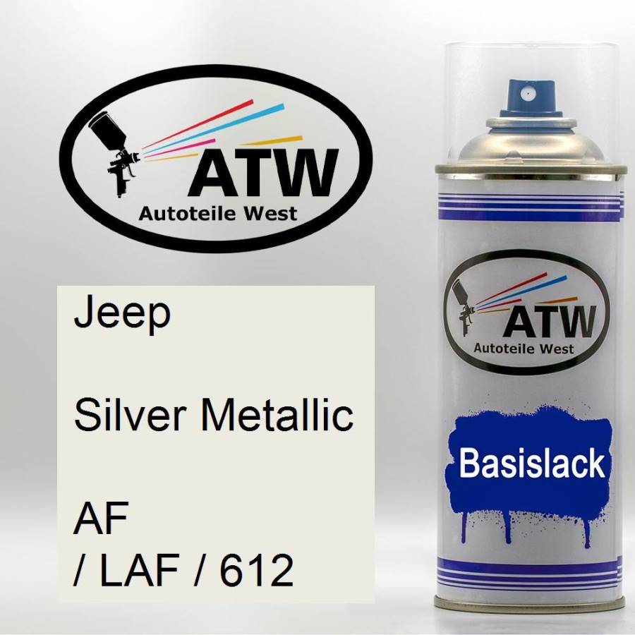 Jeep, Silver Metallic, AF / LAF / 612: 400ml Sprühdose, von ATW Autoteile West.